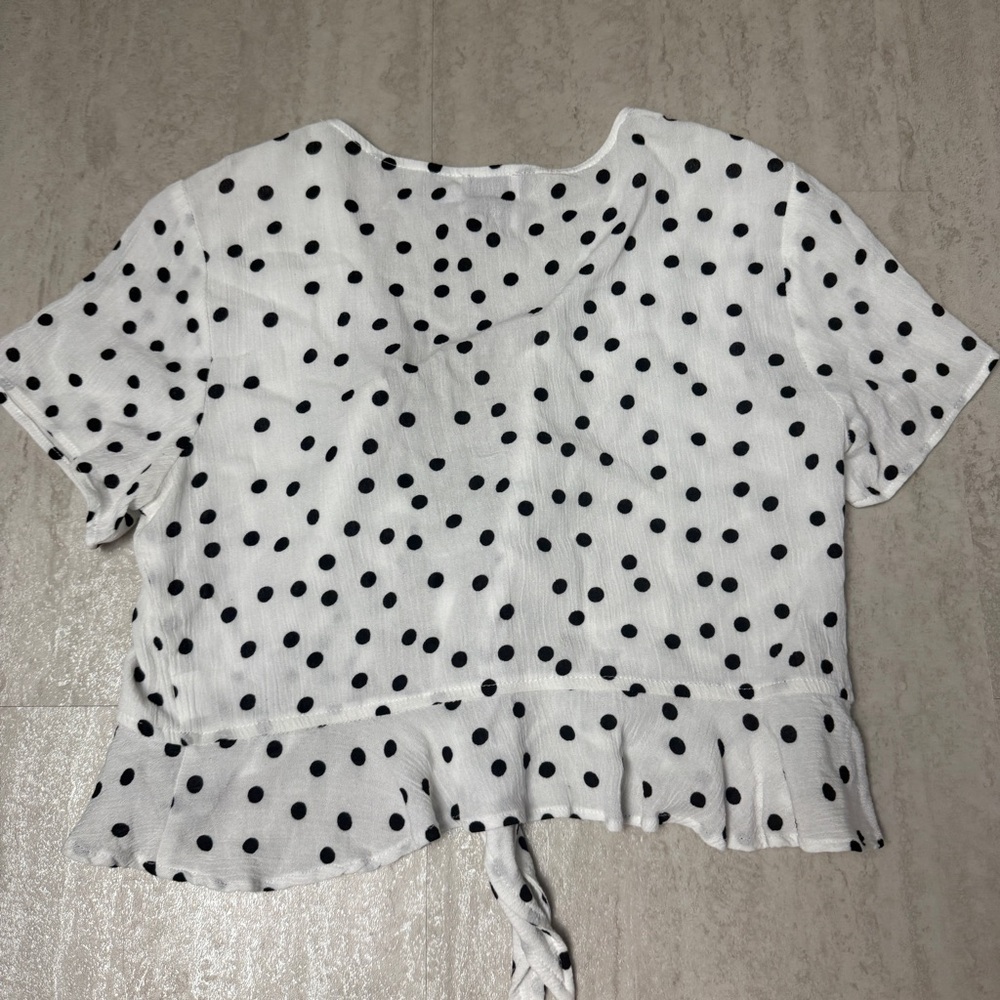 Princess Polly top Polka Dot Tie-Front Crop Top - White/Black - Picture 7 of 9